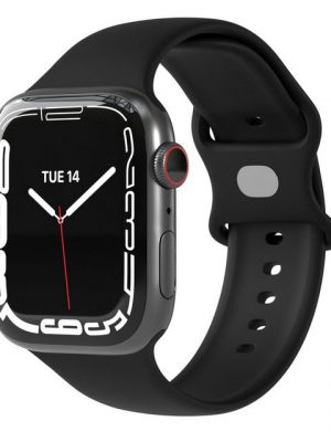 EAZY CASE Uhrenarmband "Silicon Armband für Watch 8 7 6 5 4 3 2 1 SE Ultra", Ersatzarmband Apple Watch 41 mm 40 mm 38 mm, verstellbares Silikon Band, flexibel, Knopfverschluss, Damen Herren Uhrenband Joggen, Soft Sport Loop, Schwarz