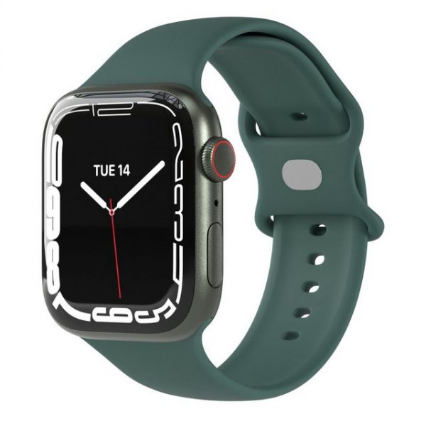EAZY CASE Uhrenarmband "Silicon Armband für Watch 8 7 6 5 4 3 2 1 SE Ultra", Ersatzarmband Apple Watch 41mm 40mm 38mm, verstellbares Silikonarmband, Knopfverschluss, Sport Loop Herren Damen Uhrenband Silikon Band, Fitnessband, Dunkel Grün