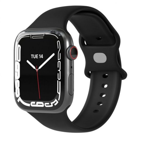 EAZY CASE Uhrenarmband "Silicon Armband für Watch 8 7 6 5 4 3 2 1 SE Ultra", Ersatzarmband Apple Watch 49 mm 45 mm 44 mm 42 mm, verstellbares Silikon Band, flexibel, Knopfverschluss, Damen Herren Uhrenband Joggen, Soft Sport Loop, Schwarz