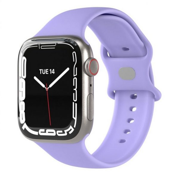 EAZY CASE Uhrenarmband "Silicon Armband für Watch 8 7 6 5 4 3 2 1 SE Ultra", Ersatzarmband Apple Watch 49mm 45mm 44mm 42mm, verstellbares Silikon Band, flexibel, Knopfverschluss, Damen Herren Uhrenband Joggen, Soft Sport Loop, Hell Lila