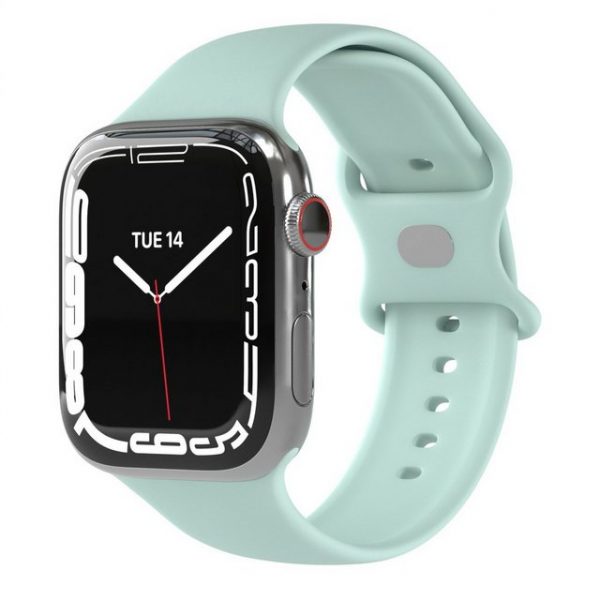 EAZY CASE Uhrenarmband "Silicon Armband für Watch 8 7 6 5 4 3 2 1 SE Ultra", Ersatzarmband Apple Watch 49mm 45mm 44mm 42mm, verstellbares Silikonarmband, Knopfverschluss, Sport Loop Herren Damen Uhrenband Silikon Band, Fitnessband, Mint Grün