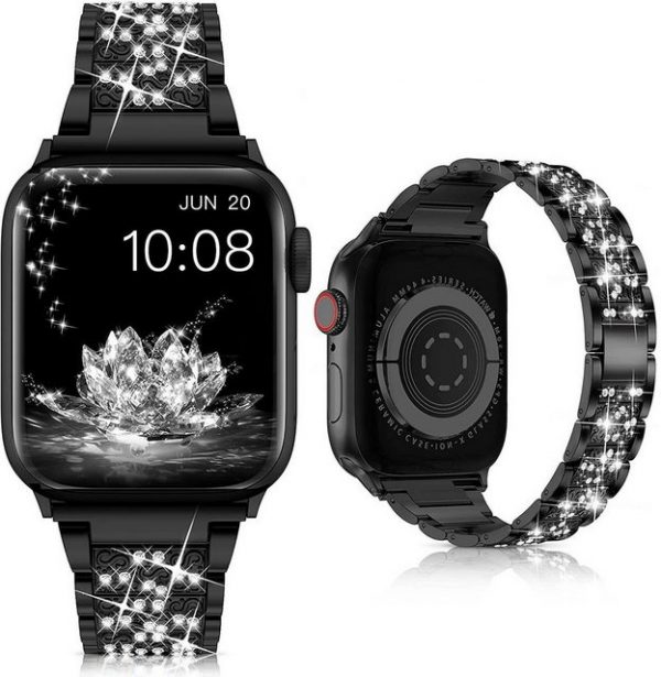 ELEKIN Smartwatch-Armband "Armband für Apple Watch Band 41 mm, 38 mm, 40 mm, 42 mm, 44 mm, 45 mm Serie 7, Serie 6, 5, 4, 3, 2, 1 SE, Bling Ersatzarmband, für iWatch Band, Diamant Strass Edelstahl Metall Armband"