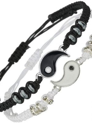 ELIAUK Armband Set "2 passende Yin-Yang-Schnurarmbänder, verstellbar, Freundschaft, Beziehung, Freund, Freundin, Valentinstag, bester Freund, Armband mit Geschenkkarte" (1-tlg)