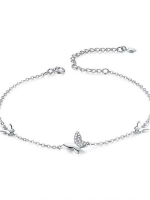 ELIAUK Bettelarmband "Damen Armband 925 Sterling Silber Zirkonia Schmetterling Charm Armband Mädchen Armkette Armkettchen Kinder Fußkettchen" (1-tlg)