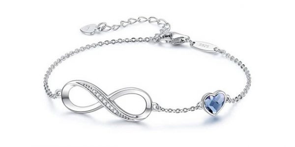 ELIAUK Gliederarmband "Armband Damen 925 Sterling Silber Rosegold, Unendlichkeit Herz Armbänder Kristallen Geschenk für Sie Frauen Freundin mama(Silber - Blau)" (1-tlg)