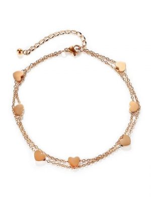 ELIAUK Wickelarmband "Rosegold Herz Damen Armband Lagenarmband mit Herzanhänger Doppelkettenarmband für Damen Edelstahl Liebesarmband aus Titan" (1-tlg)