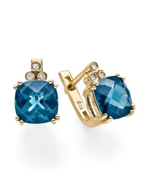 ELLA Juwelen Ohrringe - V16-O 585 Gold, Edelstein blau