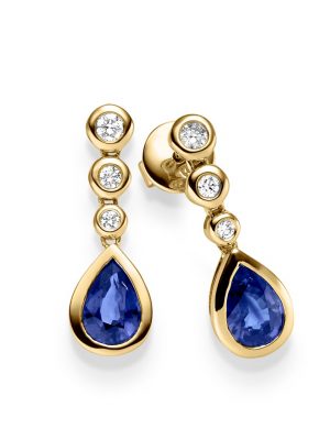 ELLA Juwelen Ohrringe - V224-O 585 Gold, Edelstein blau