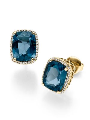 ELLA Juwelen Ohrstecker - V193-O 585 Gold, Edelstein blau