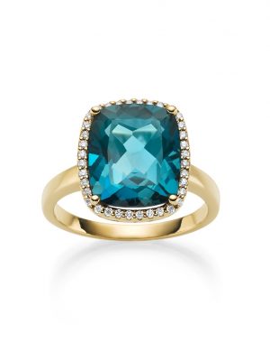 ELLA Juwelen Ring - 52 585 Gold, Edelstein blau