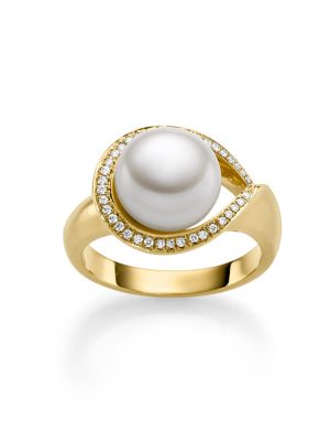 ELLA Juwelen Ring - 58 585 Gold, Diamant, Süßwasserperle gold