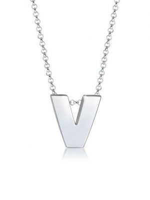 Elli Kette mit Anhänger "Buchstabe V Initialen Trend Minimal 925 Silber"