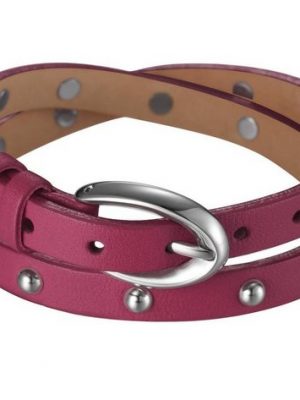 Esprit Armband "Rock Rio Orchid Pink", aus Leder, Edelstahl, Dornschließe, 38cm lang, Pink