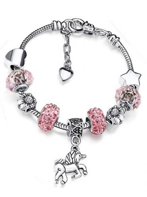 FeelGlad Armband "Einhorn Charm Armband Glänzender Kristall Strass Armreif mit Einhorn Geschenkbox Karten Set für Mädchen Dame" (1-tlg)