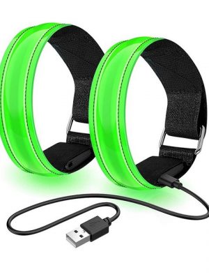 FeelGlad Armband "Led Armband Aufladbar, 2 STK Leuchtarmband USB Reflektorband Reflective Band Led Armbänder Leuchtband Kinder Reflektorbänder"