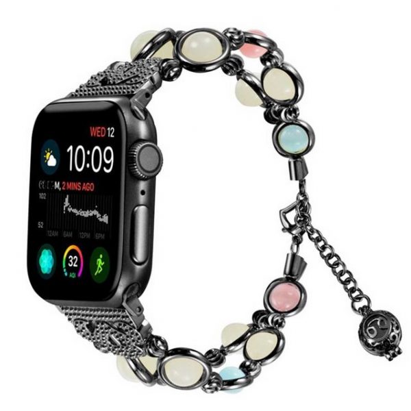 FeelGlad Uhrenarmband "Für Apple Watch Armband 38-40mm/42-44mm, kompatibel mit 5/4/3/2/1 Serie, verstellbares Armband, handgefertigtes leuchtendes Perlen iWatch Armband mit einzelnem Anhänger, geeignet für Frauen/Mädchen."