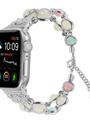 FeelGlad Uhrenarmband "Kompatibles Uhrenarmband 38-40mm Luminous Pearl iWatch Armband mit Edelstahlverschluss Kompatibel mit 5/4/3/2/1 Serie (Silber)"