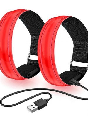 FeelGlad Uhrenarmband "Led Armband Aufladbar, 2 STK Leuchtarmband USB Reflektorband Reflective Band Led Armbänder Leuchtband Kinder Reflektorbänder für Joggen Laufen Sport"