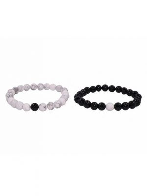 Firetti Armband Set "Partnerarmband" (Set, 2-tlg), Made in Germany - mit Howlith, Türkis oder Dalmatiner Jaspis und Onyx