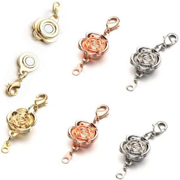 Fortunesn Gliederkette "Magnet Schmuck-Verschlüsse Magnet Verschlüsse Rose Magnetische Karabinerverschlüsse für DIY, Armband, Halskette Schmuck Making, Strass Ball Stil, Zylindrische und Ball Ton (Silber und Gold)6 Stücke" (6-tlg)