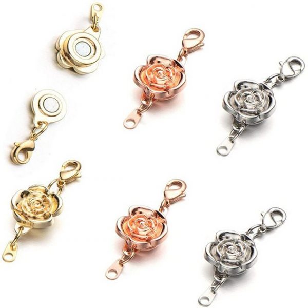 Fortunesn Gliederkette "Magnet Schmuck-Verschlüsse Magnet Verschlüsse Rose Magnetische Karabinerverschlüsse für DIY, Armband, Halskette Schmuck Making, Strass Ball Stil, Zylindrische und Ball Ton (Silber und Gold)6 Stücke" (6-tlg)