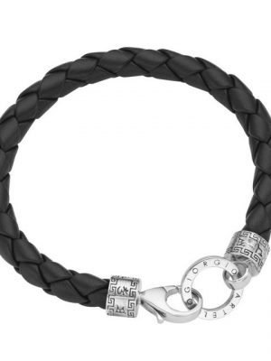 GIORGIO MARTELLO MILANO Armband "mit Ornament, teilweise oxydiert, Leder schwarz, Silber 925"