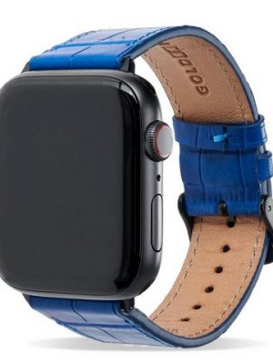 GOLDBLACK Smartwatch-Armband "Apple Watch Armband Croco blau (Adapter schwarz)"