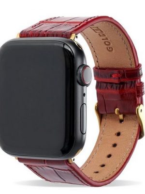 GOLDBLACK Smartwatch-Armband "Apple Watch Armband Croco rot (Adapter gold)"