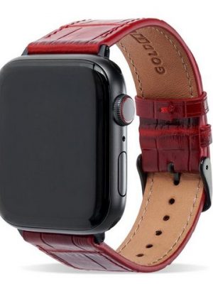 GOLDBLACK Smartwatch-Armband "Apple Watch Armband Croco rot (Adapter schwarz)"