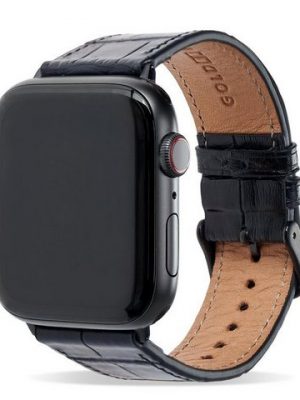 GOLDBLACK Smartwatch-Armband "Apple Watch Armband Croco schwarz (Adapter schwarz"