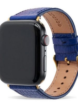 GOLDBLACK Smartwatch-Armband "Apple Watch Armband Nappa blau (Adapter gold)"