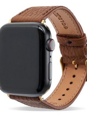 GOLDBLACK Smartwatch-Armband "Apple Watch Armband Nappa braun (Adapter gold)"