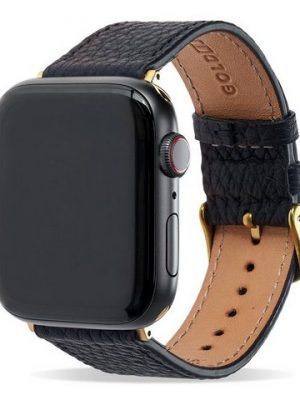 GOLDBLACK Smartwatch-Armband "Apple Watch Armband Nappa schwarz (Adapter gold)"