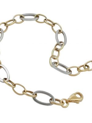 Gallay Armband "Armband 7mm Ankerkette Gliederkette oval bicolor durchlegiert Weißgold 9Kt GOLD 19cm"