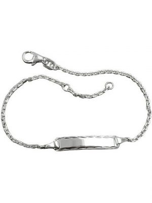 Gallay ID Armband "1,5mm Ankerkette Armband mit Gravurplatte 25x5x1mm rhodiniert Silber 925 18cm"