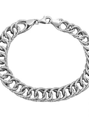 Gallay Silberarmband "Armband 9,4mm Fantasiemuster rhodiniert Silber 925 19cm", aus Sterling Silber