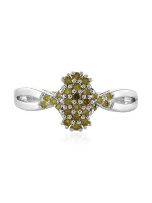 Gelber I2 Diamant-Silberring
