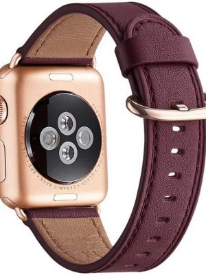 GelldG Smartwatch-Armband "Armband Kompatibel für iWatch 38mm 40mm, Lederband Ersatzband mit Edelstahl-Verschluss Kompatibel für Serie 7/6/5/4/3/2/1/SE (Rosa)"