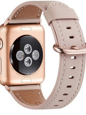 GelldG Smartwatch-Armband "Armband Kompatibel für iWatch 38mm 40mm, Lederband Ersatzband mit Edelstahl-Verschluss Kompatibel für Serie 7/6/5/4/3/2/1/SE (Rosa)"