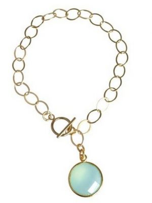 Gemshine Charm-Armband "Aquagrün Chalcedon CANDY", Made in Germany