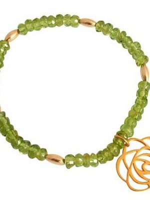 Gemshine Charm-Armband "Facettierte Peridoten mit ART DECO Blume", Made in Germany