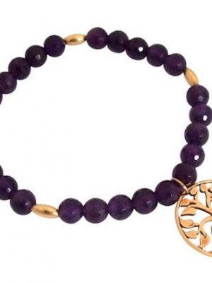 Gemshine Charm-Armband "Lebensbaum Lila Amethysten", Made in Germany