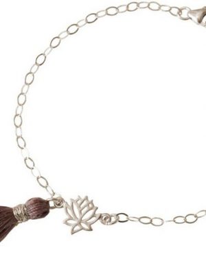 Gemshine Charm-Armband "Lotus Blume, Rosa Quaste", Made in Spain