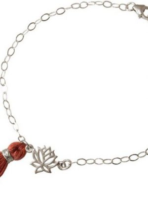 Gemshine Charm-Armband "Lotus Blume, rotbraune Quaste", Made in Germany