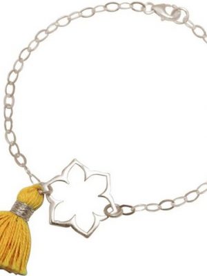 Gemshine Charm-Armband "Mandala Lotus Blume, goldgelbe Quaste", Made in Spain