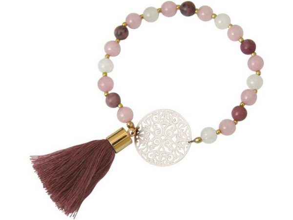 Gemshine Charm-Armband "Mandala Mala Armband Jade und Rosenquarz", Made in Germany