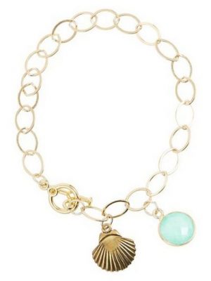 Gemshine Charm-Armband "Maritim Muschel Chalcedon Seegrün", Made in Spain