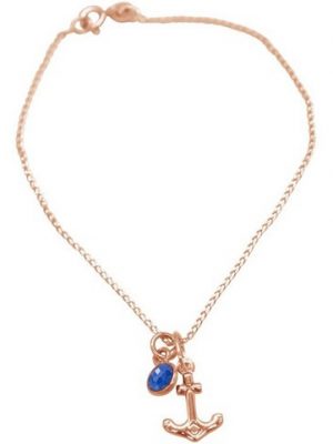Gemshine Charm-Armband "Maritim Nautics Anker mit Saphir", Made in Spain