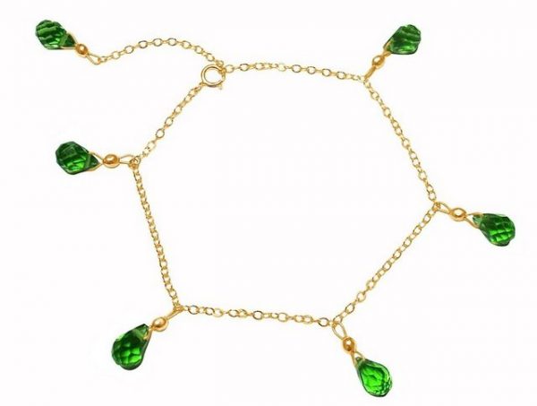 Gemshine Charm-Armband "Peridot Tropfen", Made in Germany