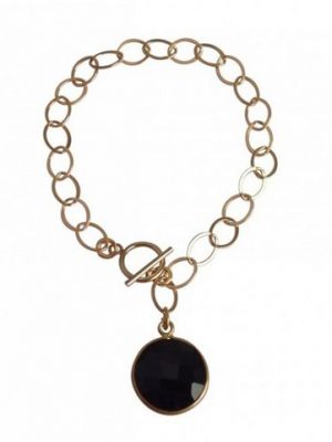 Gemshine Charm-Armband "Schwarzer Onyx CANDY", Made in Germany